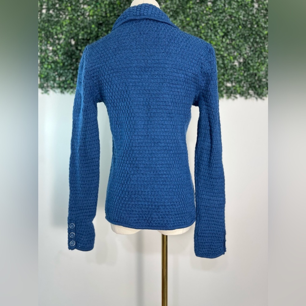 Talbots Sweater Blazer Women's Medium Blue Wool Knit Medium - Picture 5 of 11